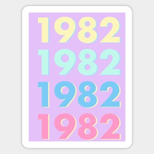 1982 Pastel Typography - Personalized Year Retro Nostalgic Art Print Sticker